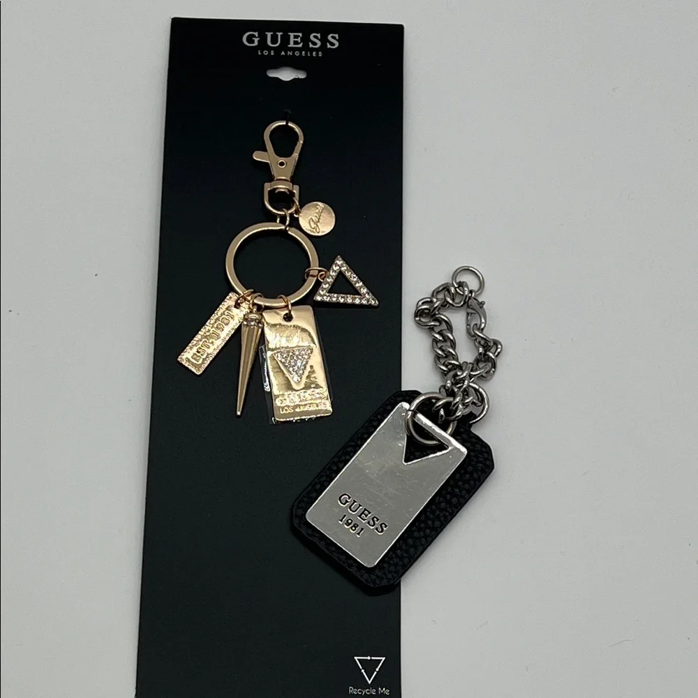 Guess Bag Charm Keychain NWT & Bonus Free preowned Guess Metal Hangtag